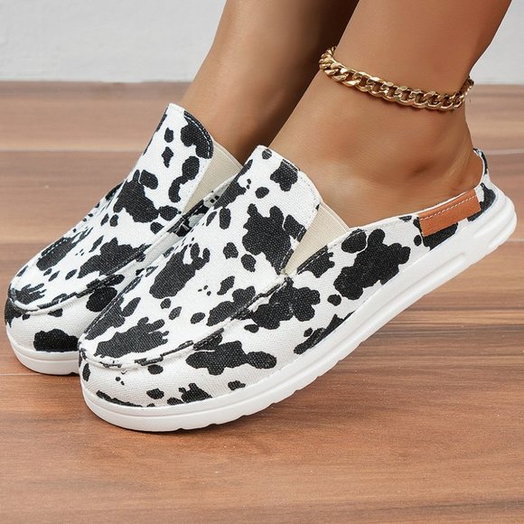 Cow Print Slip-On Boat Shoes - Picture 3 of 4